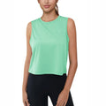 Camiseta sin mangas corta para mujer con protección UPF 50+. Tejido de poliéster, elastano, color verde midi