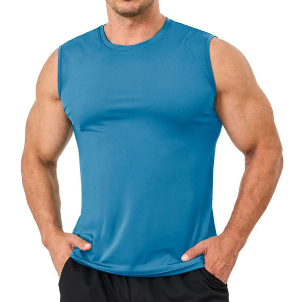Camiseta sin mangas para hombre con protección solar UPF 50+.
Material de poliéster, azul