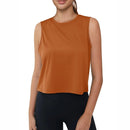 Camiseta sin mangas corta para mujer con protección UPF 50+. Tejido de poliéster, elastano, color naranja tierra
