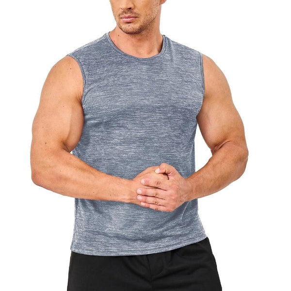 Camiseta sin mangas para hombre material de poliéster elástico en 4 direcciones, mejor elasticidad, color gris