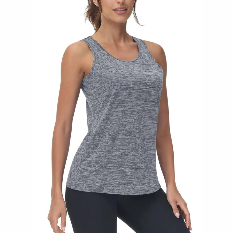 Camiseta sin mangas para mujer, con protección UPF 50+, color gris claro