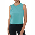 Camiseta sin mangas corta para mujer con protección UPF 50+. Tejido de poliéster, elastano, color verde grisáceo