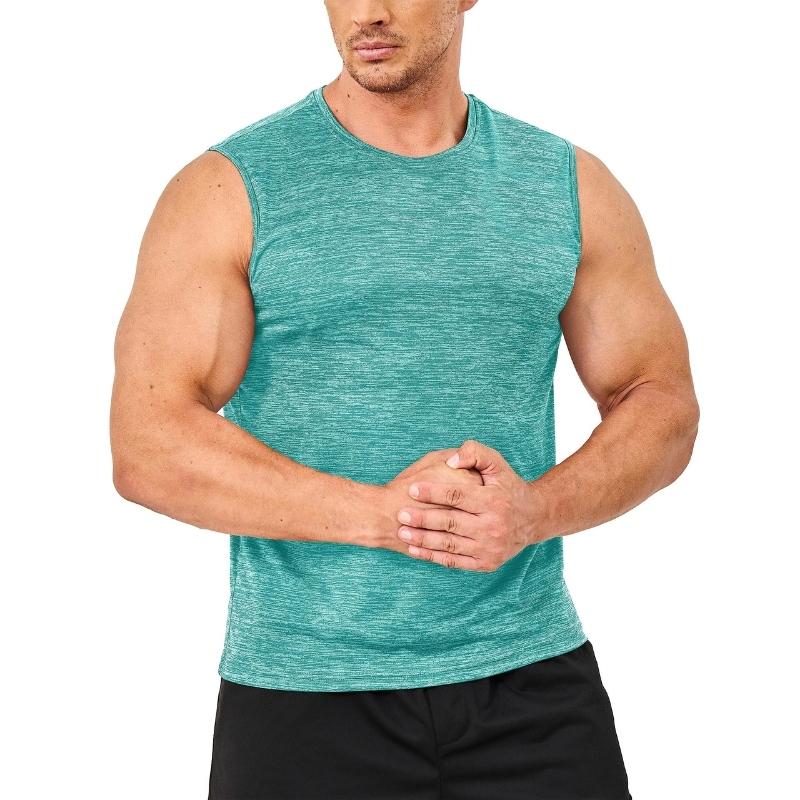 Camiseta sin mangas para hombre material de poliéster elástico en 4 direcciones, mejor elasticidad, color verde claro