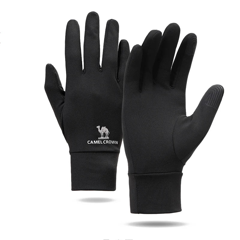 Guantes de pantalla táctil para mujer, transpirables y antideslizantes Guantes forrados de terciopelo, color negro
