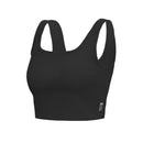 Camiseta sin mangas corta de canalé para mujer, color negro