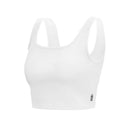 Camiseta sin mangas corta de canalé para mujer, color blanco