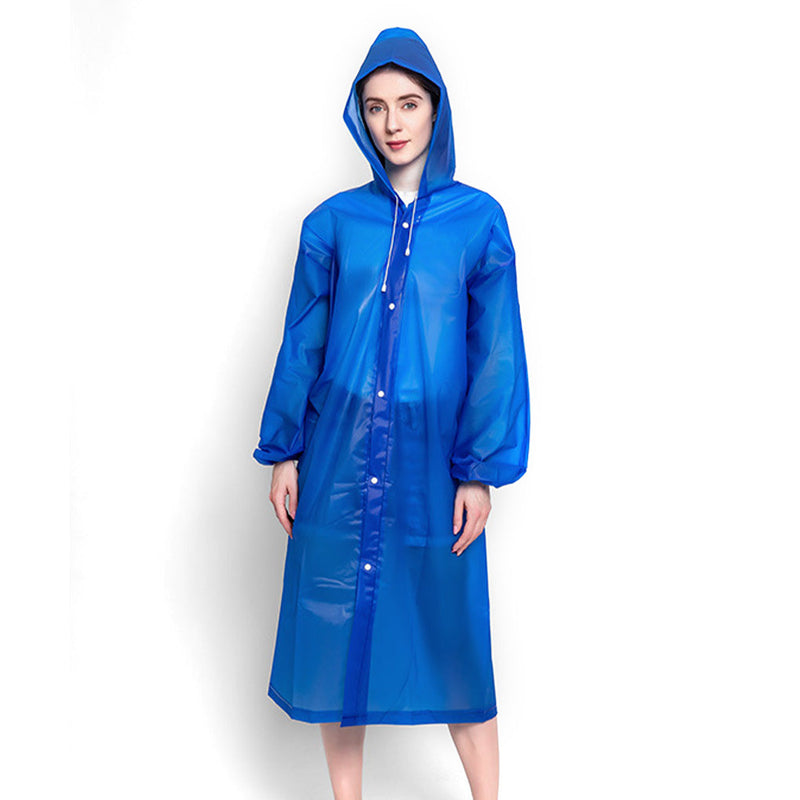 Chubasquero largo de mujer con capucha, azul