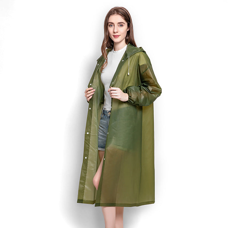 Chubasquero largo de mujer con capucha, verde