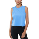 Camiseta sin mangas corta para mujer con protección UPF 50+. Tejido de poliéster, elastano, color azul cielo