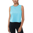 Camiseta sin mangas corta para mujer con protección UPF 50+. Tejido de poliéster, elastano, color azul clara