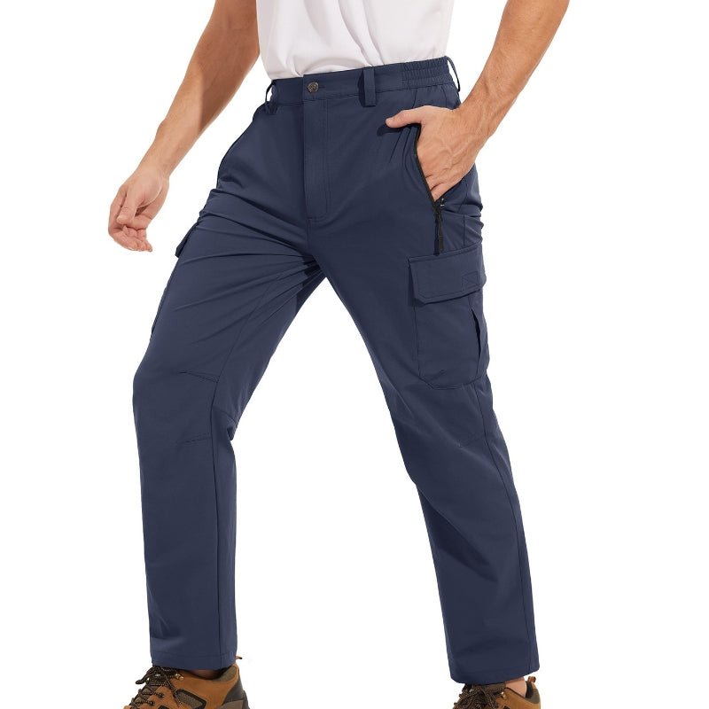 Pantalón masculino con elástico en los laterales de la cintura,
duradero, resistente al viento y al agua, azul.