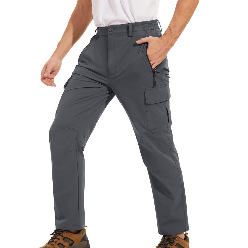 Pantalón masculino con elástico en los laterales de la cintura,
duradero, resistente al viento y al agua, gris.