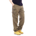 Pantalón masculino cargo, alta resistencia y durabilidad e
bolsillos con botones en los laterales y la parte trasera, marrón verdoso.