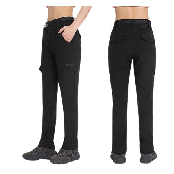 Pantalón femenino resistente al agua e
resistente al viento, negro.
