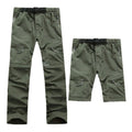 Pantalón impermeable convertible en bermuda, cintura elástica con ajuste, verde.