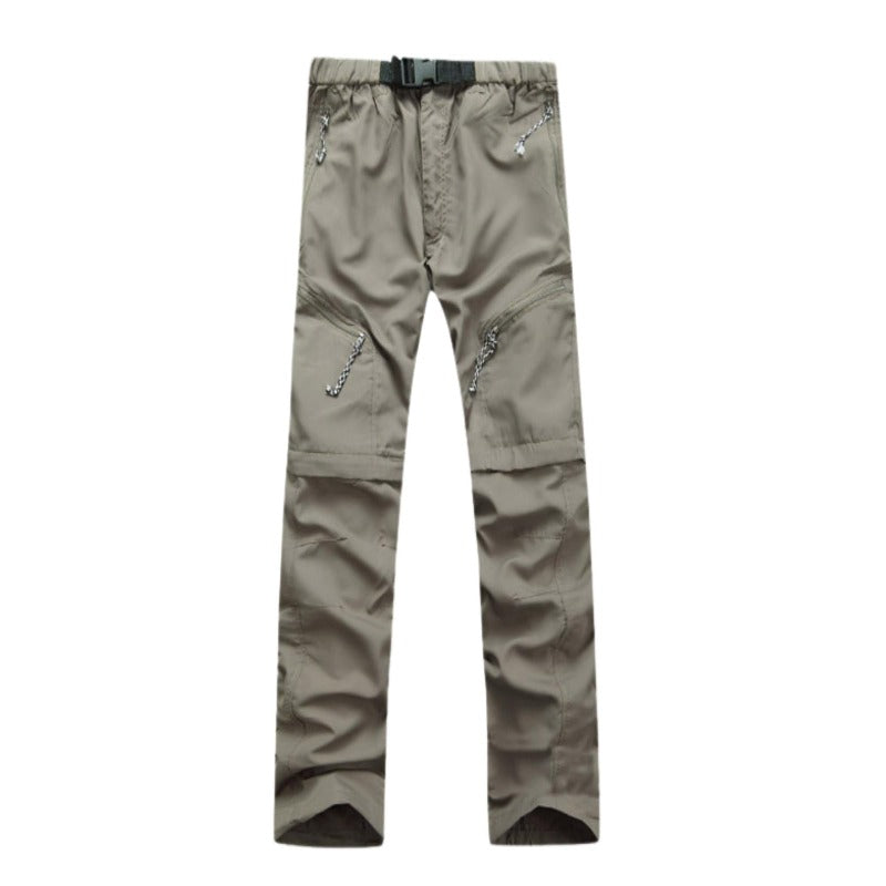 Pantalón impermeable convertible en bermuda, cintura elástica con ajuste, caqui.