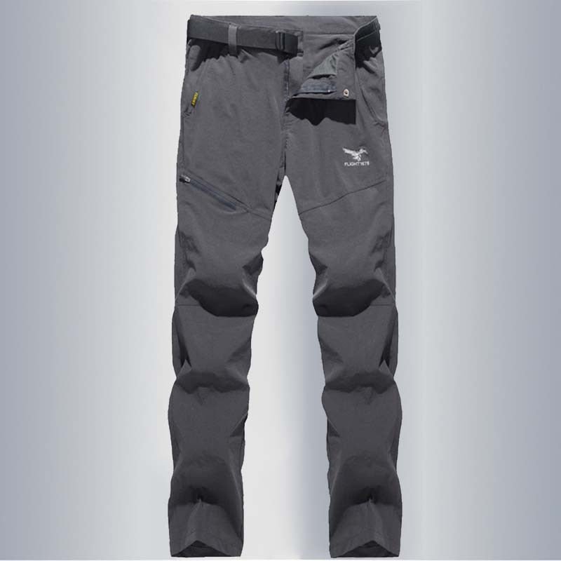 Pantalón masculino transpirable y de secado rápido, gris.