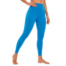 Legging femenina de cintura alta con elasticidad en 4 direcciones, azul.