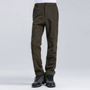 Pantalón masculino térmico, tejido interior con forro de fleece, verde.