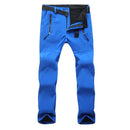 Pantalón femenino, tejido de poliéster con forro interno de fleece, impermeable y resistente al viento, azul oscuro.