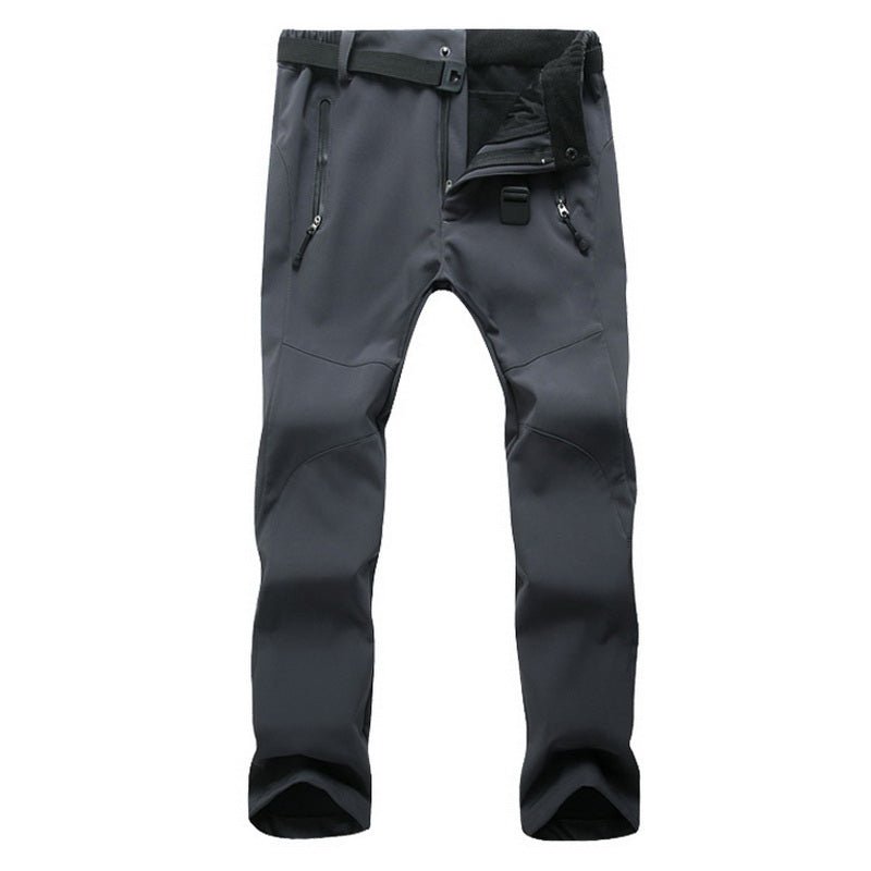 Pantalón femenino, tejido de poliéster con forro interno de fleece, impermeable y resistente al viento, gris