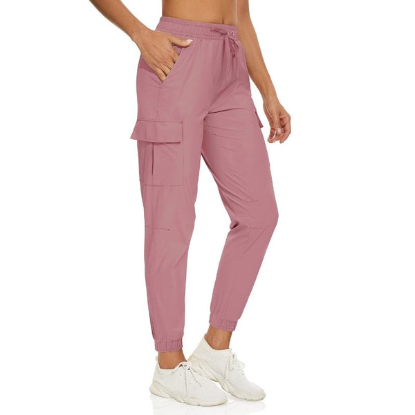 Pantalones elásticos para mujer, rosa.