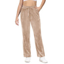 Pantalón deportivo de mujer de felpa, de textura suave y aterciopelada - Caqui