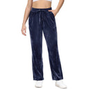 Pantalón deportivo de mujer de felpa, de textura suave y aterciopelada, Azul 