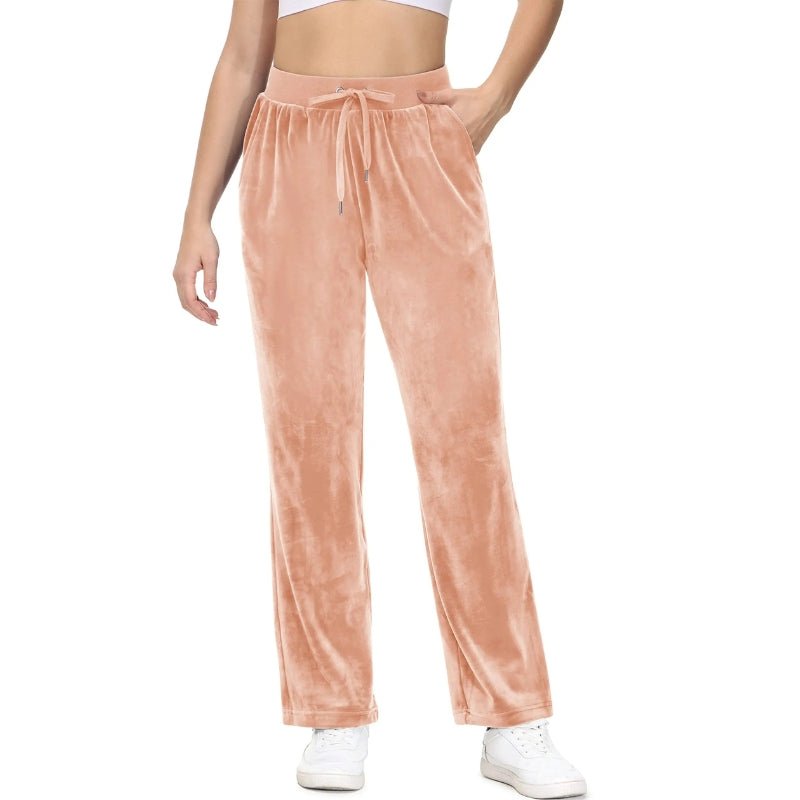 Pantalón deportivo de mujer de felpa, de textura suave y aterciopelada - rosa