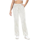 Pantalón deportivo de mujer de felpa, de textura suave y aterciopelada - Blanco