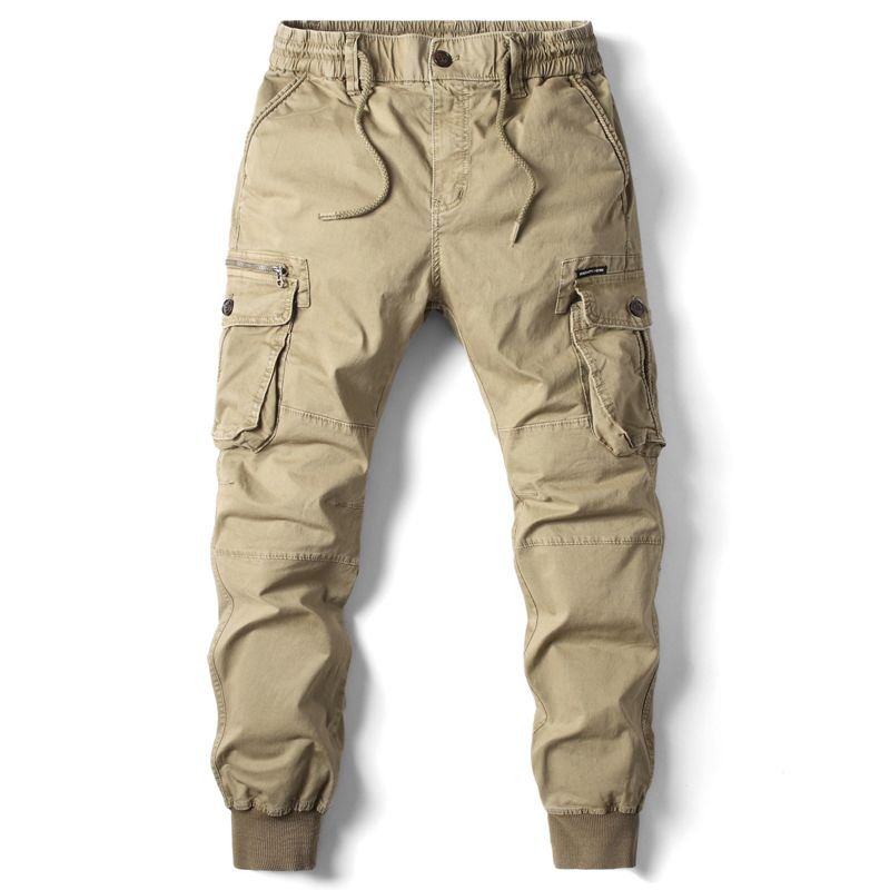 Pantalones de jogging para hombre,
Cintura elástica con cordón y bolsillos para las manos, cargo y traseros con solapa, caqui.