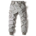 Pantalones de jogging para hombre,
Cintura elástica con cordón y bolsillos para las manos, cargo y traseros con solapa, gris claro.