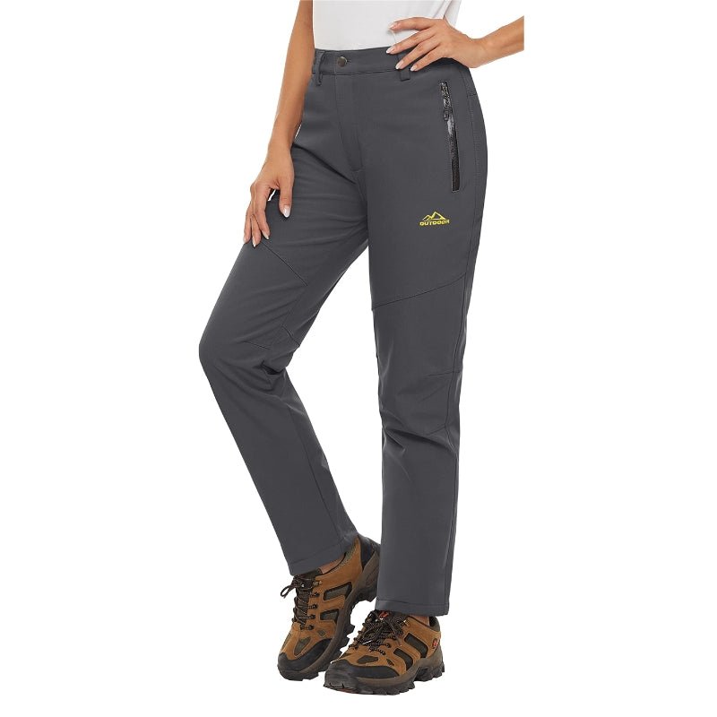 Pantalón térmico de mujer con forro polar, resistente al agua y al viento - gris oscuro.