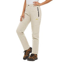 Pantalón térmico de mujer con forro polar, resistente al agua y al viento - Beige.