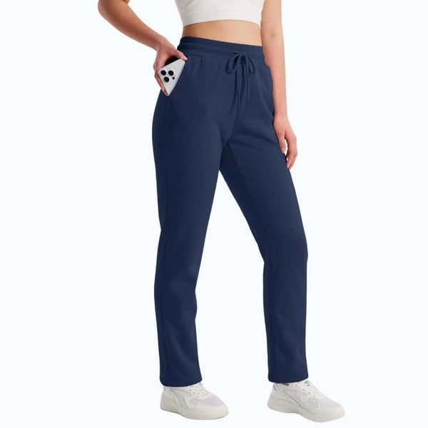 Pantalones deportivos para mujer con forro polar, resistentes al agua y al viento, azul.