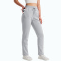 Pantalones deportivos para mujer con forro polar, resistentes al agua y al viento - gris claro