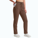 Pantalones deportivos para mujer con forro polar, resistentes al agua y al viento - marrón