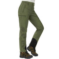 Pantalón térmico de mujer con forro polar, apertura en el bajo - verde