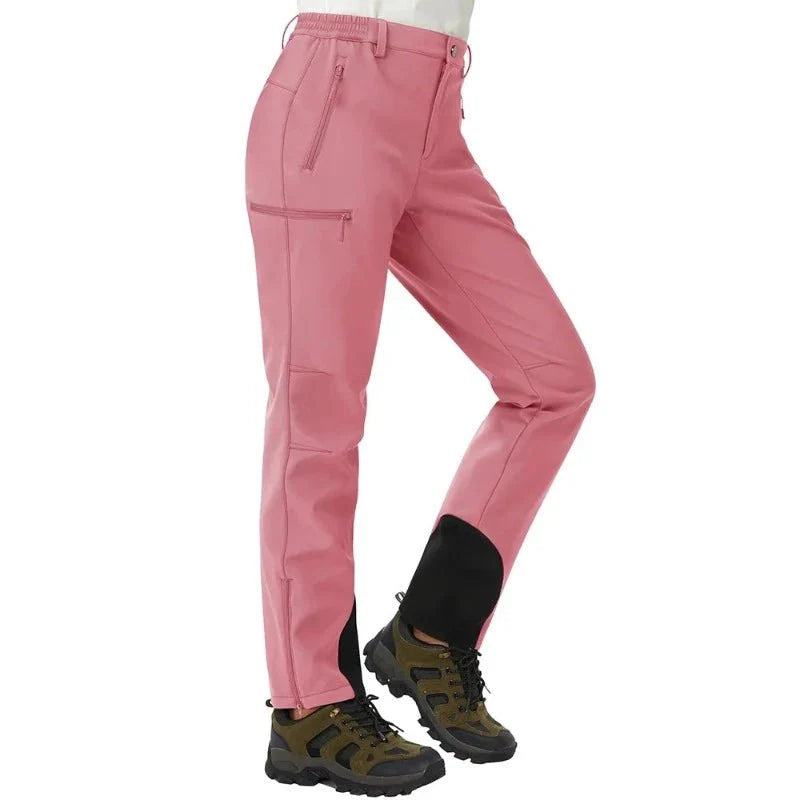 Pantalón térmico de mujer con forro polar, apertura en el bajo - Rosa
