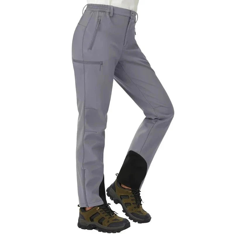 Pantalón térmico de mujer con forro polar, apertura en el bajo - Gris