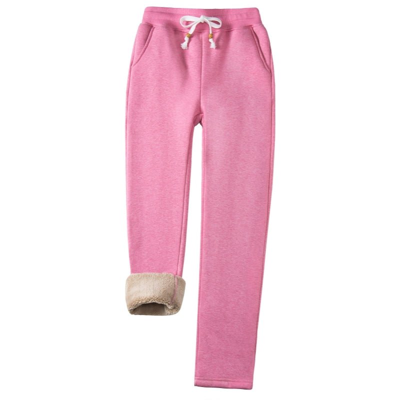 Pantalones deportivos para mujer con forro polar - rosa