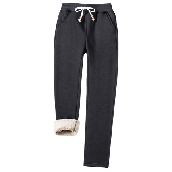 Pantalones deportivos para mujer con forro polar - Negro