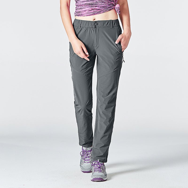 Pantalones de mujer con cintura elástica - gris.