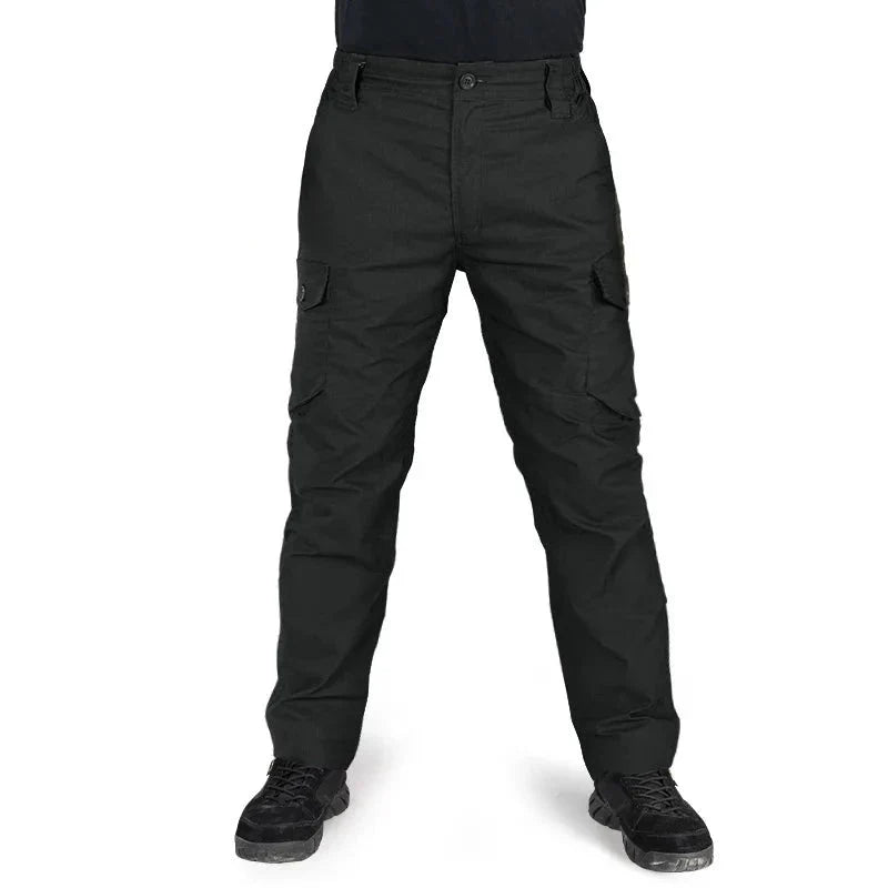 Pantalón táctico para hombre, tejido ripstop, resistente al desgaste - Negro