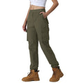 Pantalones cargo para mujer,
cintura con elástico en los laterales, tobillos ajustables - Verde