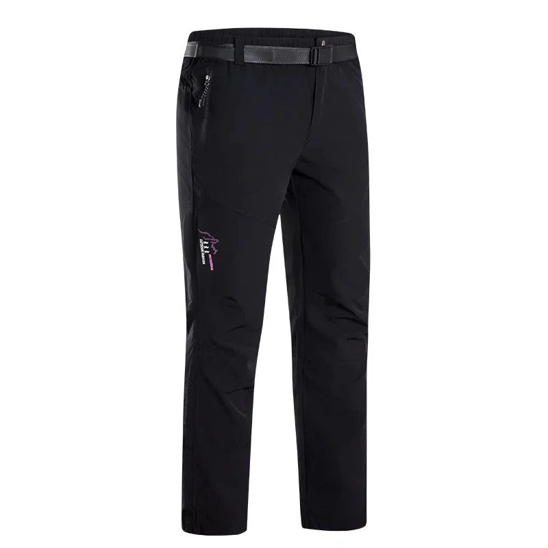 Pantalones de mujer con cintura elástica, resistente al viento y transpirable; secado rápido - Negro