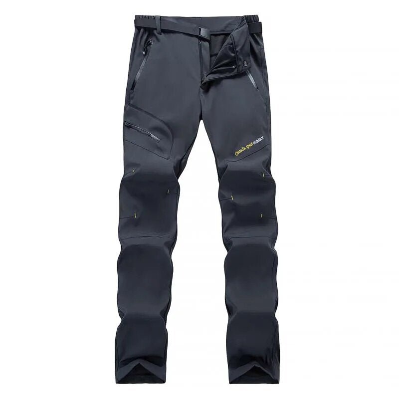 Pantalones casuales de mujer, tejido de poliéster, resistente al agua y al viento - gris