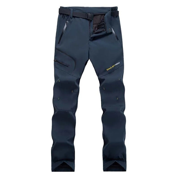 Pantalones casuales de mujer, tejido de poliéster, resistente al agua y al viento - azul