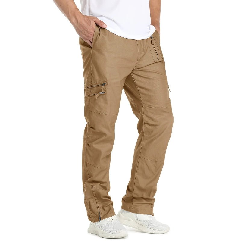 Pantalón táctico para hombre, tejido ripstop, cómodo y resistente tejido 97% algodón 3% poliéster ripstop, color marrón