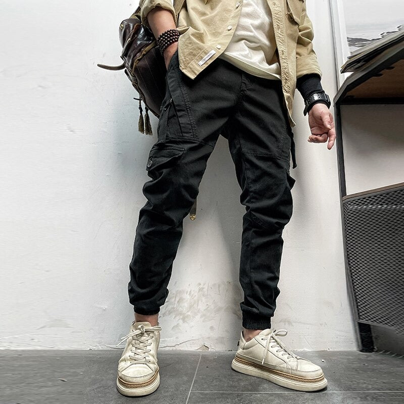 Pantalón cargo para hombre tejido 100% algodón, color negro